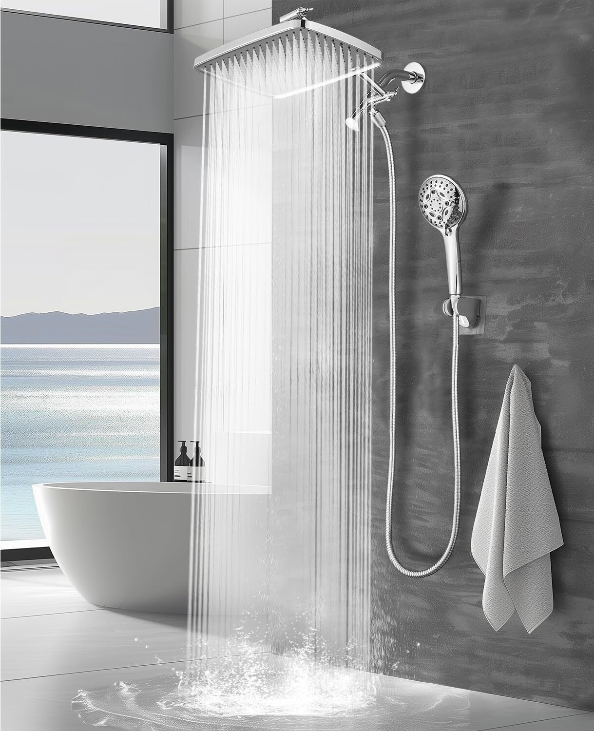 12 Inch Rain Shower Head - High Pressure Shower Head, Dual Shower Heads with ...