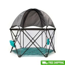 Portable Playard W/ Canopy Toddlers Indoor Outdoor Travel Compact Foldable New