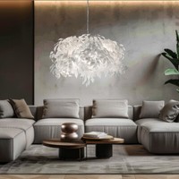 Pendellampe HäNgeleuchte Pendelleuchte Weiß 4 Flammig BläTter Esszimmerlampe