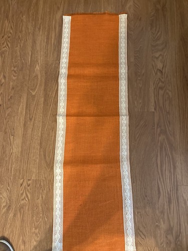 Handcrafted Burlap Table Runner Lace Trim 14" x 49” New Wedding Hessian Orange - Afbeelding 1 van 2