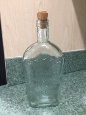 Eau de Vie Vintage Clear Green Glass Bottle with Wood Stopper - Bottled in 1864