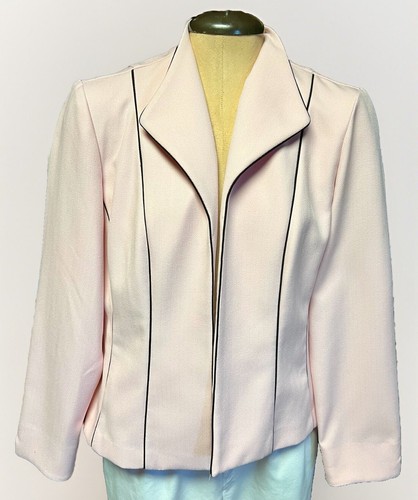 R & K Women’s Polyester Blazer Jacket Pink Trimmed W/ Dk. Brown Sz. 8 - Bild 3 von 7