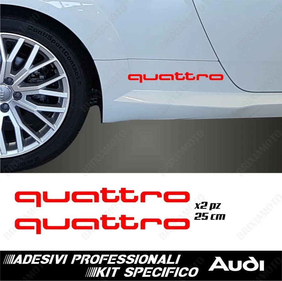 BRIXIAMOTO COPPIA ADESIVI PER FIANCATE QUATTRO PER AUDI A1 A3 A4 A5 A6 A7 A8 TT ROSSO