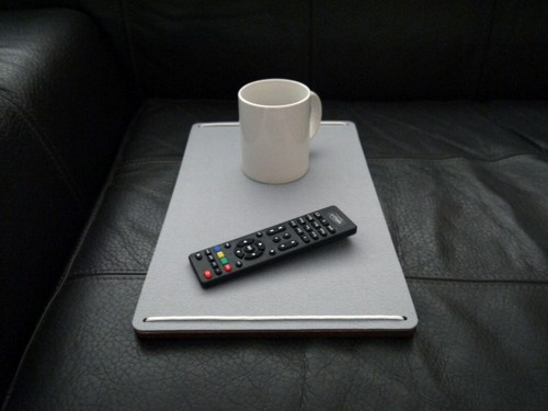 Slinky Wooden Couch Side Table with Washable Felt Cover Gray - Sofa Tray - Picture 3 of 6