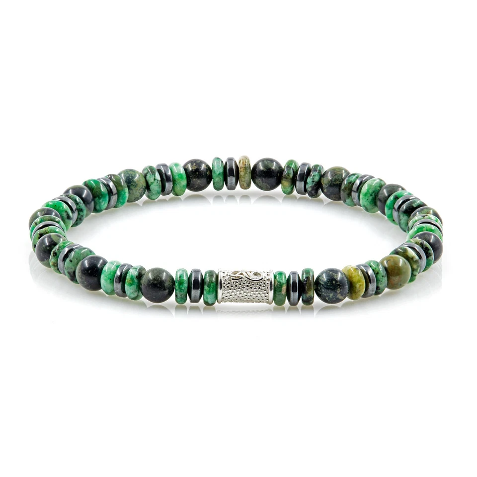 Perlenarmband African Türkis 6mm Perlen Disk AT 925 Sterling Silber Bracelet - Bild 2 von 4