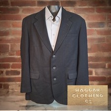 Haggar Jacket Blazer Mens 44R Soft Tweed Black Vintage