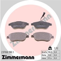Zimmermann 23708.190.1 Bremsbelagsatz, Scheibenbremse Vorderachse FÜR Abarth CIT