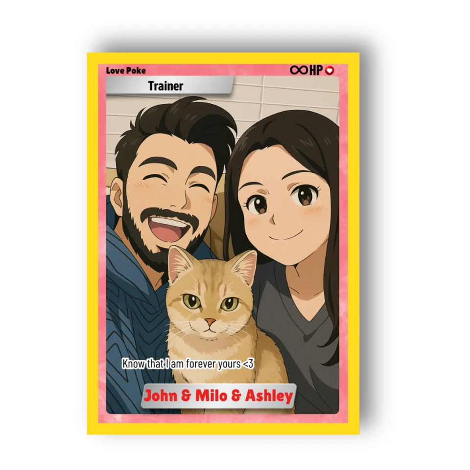 Custom PokéLove Card with Photo – Personalized Trainer Card – Cute Gift for Fans - Image 3 of 4