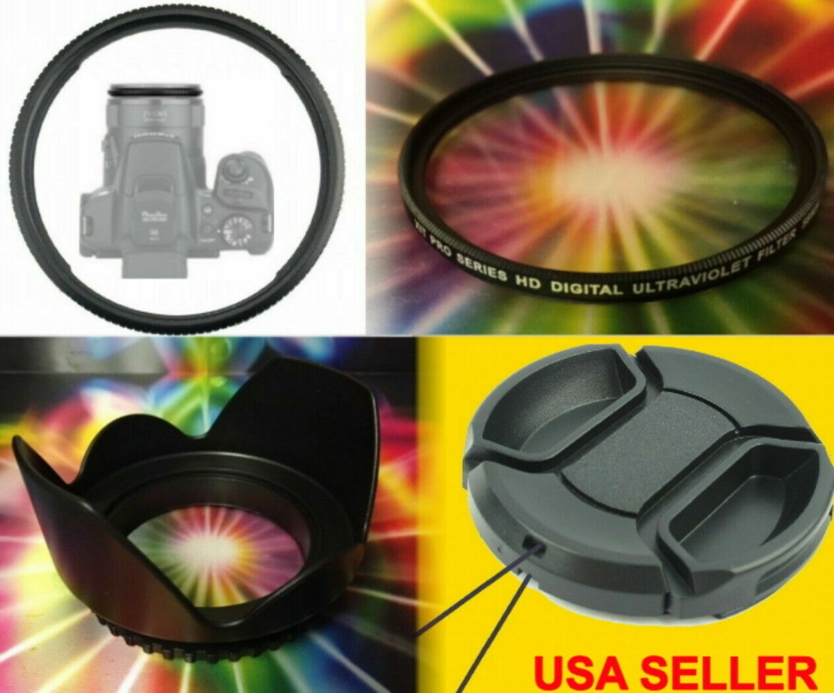 ADAPTER+HOOD+UV FILTER+CAP 67mm 4:Canon SX40 SX50 SX60 SX70 SX520 SX530  SX540 HS
