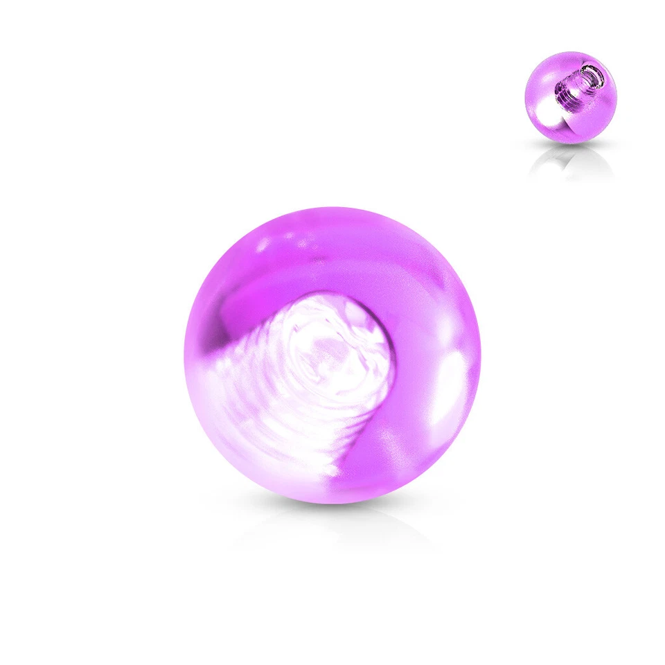 Glow In The Dark Ball Curved Barbell Snake Eye Tongue Piercing 16G 9/16" - Image 4 of 4