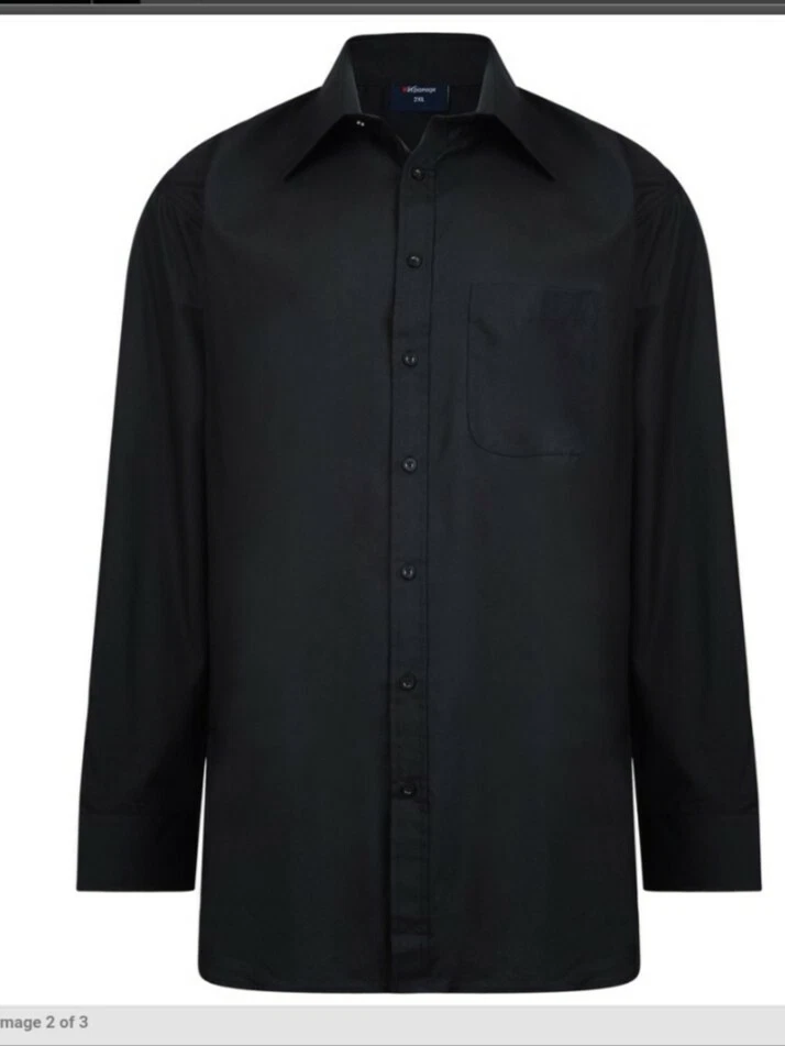 Chemise Noire Unie À Manches Longues 2XL3XL4XL5XL6XL7XL8XL - Photo 1/1