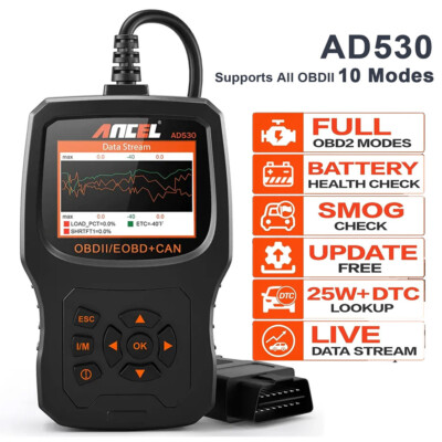 ANCEL AD530 OBD2 Scanner Car Check Engine Fault Diagnostic Tool Battery Tester 
