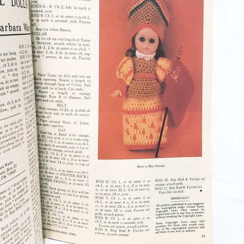 Crochet World Magazine Oct 1985 Fashion Doll Unicorn Halloween Sweater Taters - Picture 8 of 12
