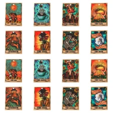 16Pcs Tarot Card Charms Rectangle Pendants for Jewelry Earrings Keychain Making