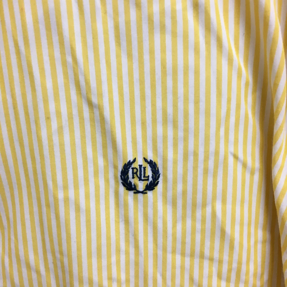LRL Ralph Lauren Button Up Shirt 16 Adult Dress Yellow Slim Non Iron Striped Men - Image 3 of 4