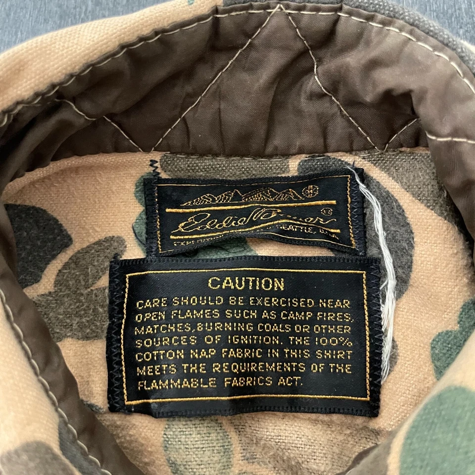 De colección. Camisa Eddie Bauer Para Hombre Camuflada Franela Abotonada LS Hecha en EE. UU., Talla L Foto 4 de 4