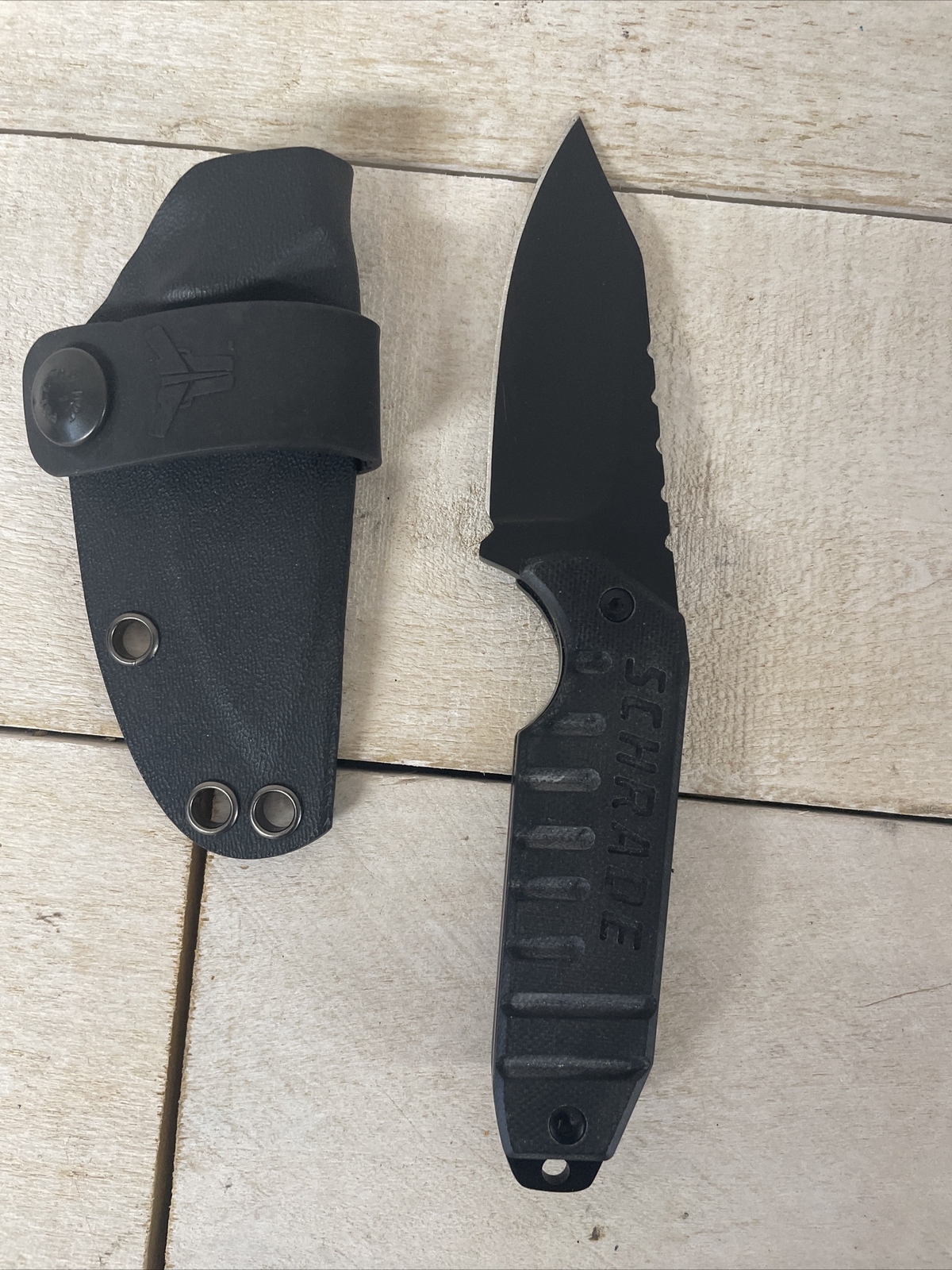 Schrade Fixed Blade Black Knife SCHF16 Black Coated Stainless Blade