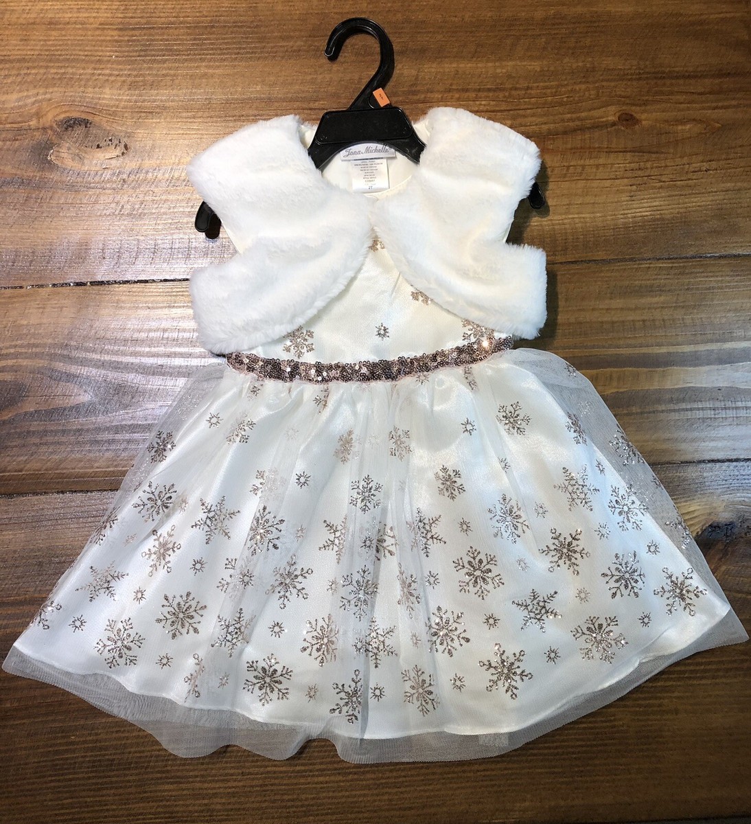 Jona Michelle Sparkling Rose-Gold Holiday Snowflake Dress & Shrug Set Size  2T | eBay