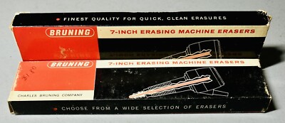 Lot-15 Vtg Charles Bruning 7  Inch Erasing Machine Erasers Pink & Other Colors