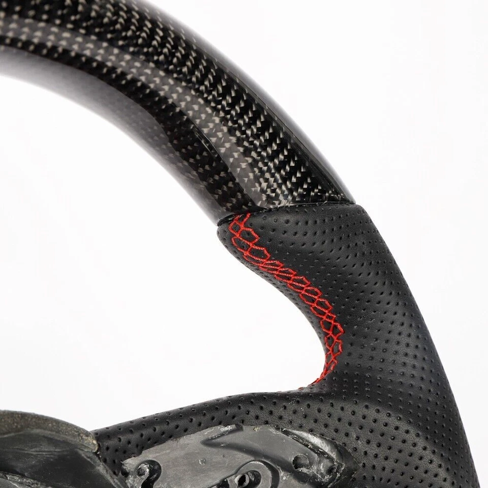 Rueda de acero para B8.5 A3 A4 A5 A6 A7 fibra de carbono plana deportiva roja Foto 4 de 4