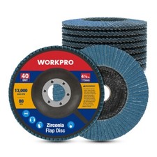 WORKPRO 10-Pack 4-1/2"x7/8" Flap Discs T29 Zirconia Abrasive Flap Sanding Discs