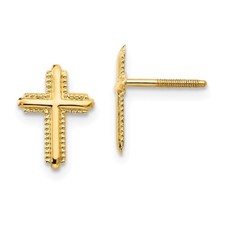 Real 14kt Yellow Gold Madi K Cross Post Earrings