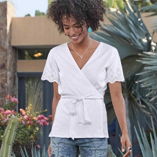Sundance SIZE MEDIUM Summer Breeze White Cotton Eyelet Wrap Top | eBay