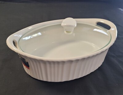 New! Corning Ware 2.5 qt Stoneware French White 2.3 Litre W/ Lid Corelle