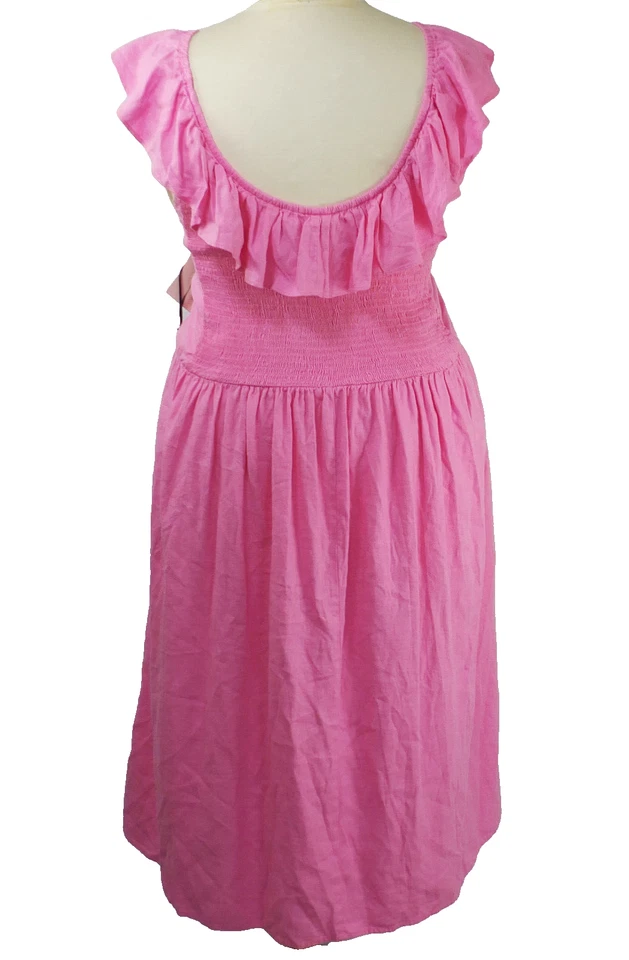 Nuevo con etiquetas Vestido AVA & VIV Rosa Pétalo Talla Grande 4X Cuello Volantes Mezcla de Lino Foto 4 de 4