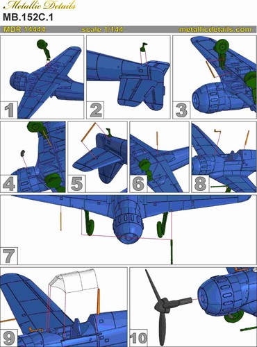 Bloch MB.152C.1 Escala 1:144 Detalles Metálicos MDR14444 Kit Modelo Aeronave - Imagen 10 de 11