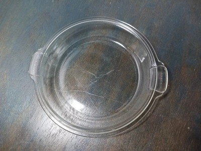 Vintage Pyrex 8  Clear Casserole Dish  Lid 683-C-A-QQ Scalloped Handles USA 