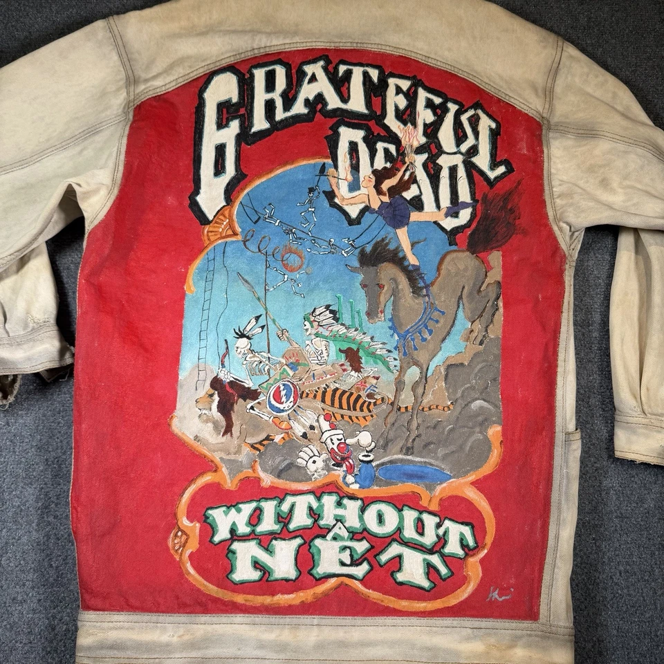 Jaqueta jeans vintage anos 90 GRATEFUL DEAD PINTADA À MÃO - Sem rede G GG - Imagem 2 de 4