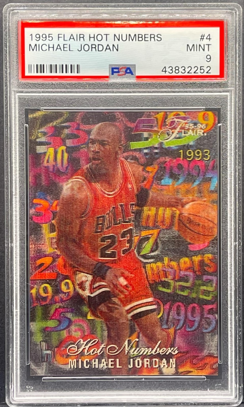 1995-96 Flair Michael Jordan Hot Numbers #4 3-D Lenticular Insert PSA 9 MINT