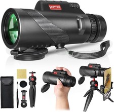 80X100 Monocular Telescope for Smartphones with Tripod, Adapter, Low Light Visio