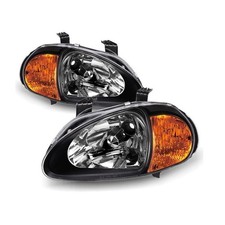 Headlight Corner Lamps Black Housing Pair 93-97 Honda Civic Del Sol 125-5138