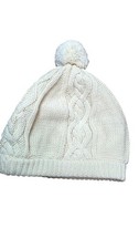 Baby Gap Ivory Cable Knit Pom-Pom Beanie Hat 0-6 Months Baby Winter Warm