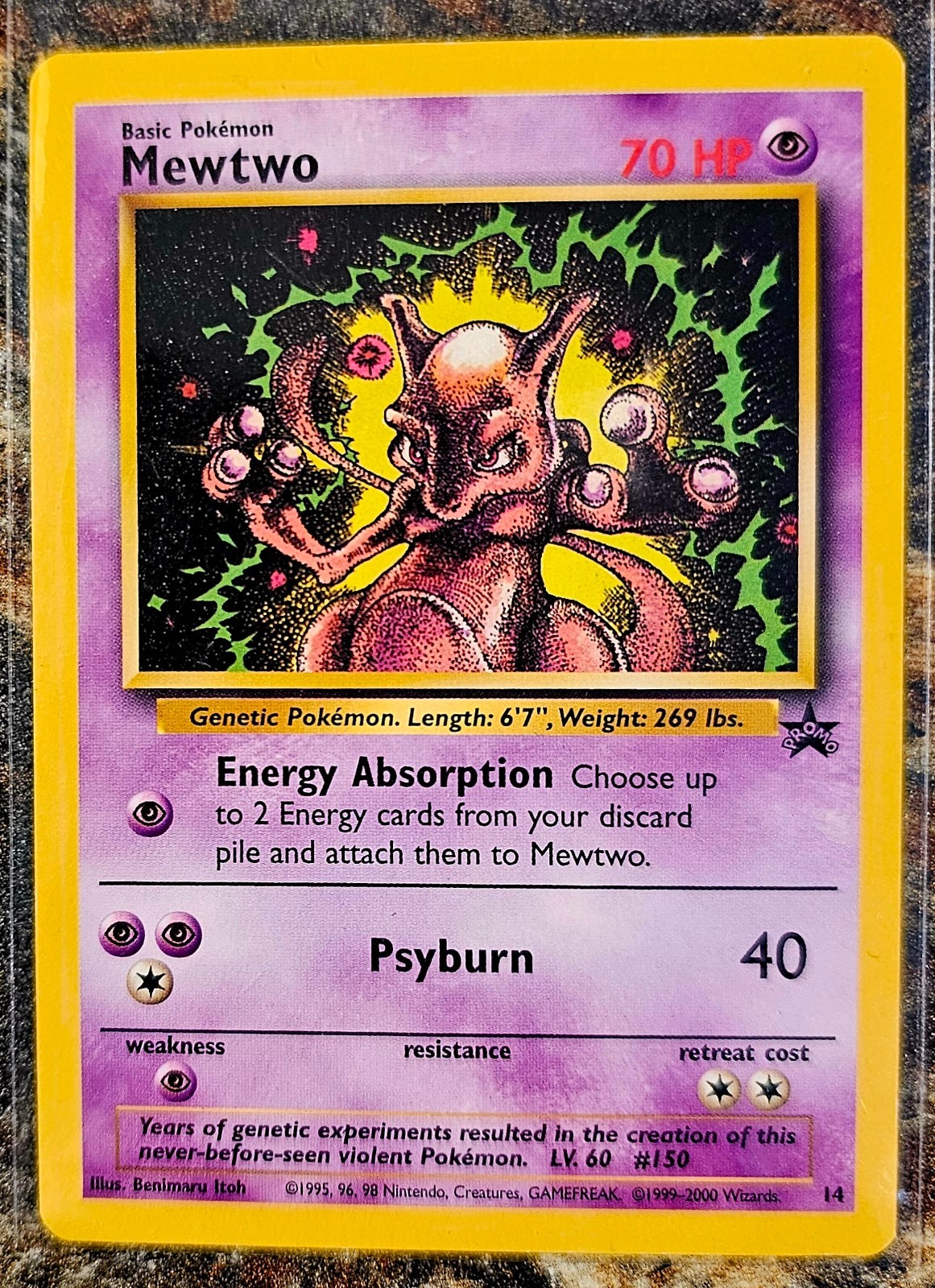 2000 Pokemon Black Star Promo Mewtwo 14 NM or Better