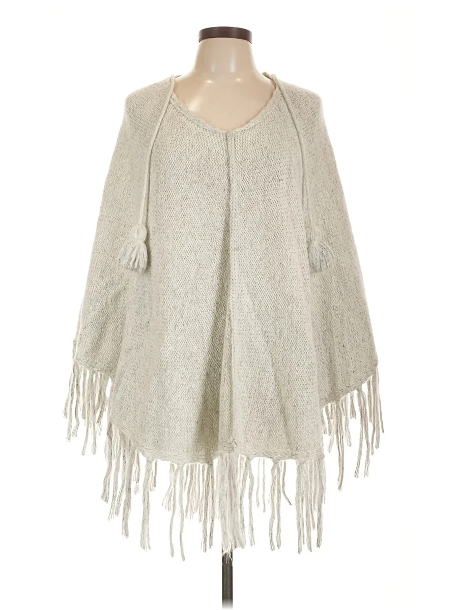 HIKARO Vrouwen Poncho Cape Mode Omkeerbare Oversized Sjaal Wrap Elegante Vest Creatieve Jas, Grijze Khaki, One size