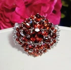 GORGEOUS Vintage Solid .925 Sterling Silver VERMELHO GARNET & ZIRCON Flower Ring