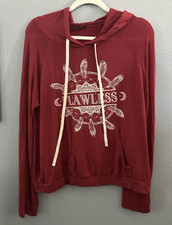 Rags II Riches Women s Red Graphic Pullover Hoodie XL Pockets Rayon RT7383