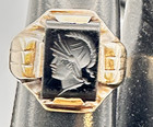 Art Deco 14k Roman Soldier Carved Black Onyx Intaglio Centurion Signet Ring 7.25 — photo 4