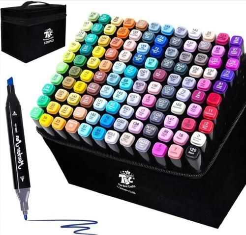 120 Colour Dual-Tip Alcohol Markers Premium Artist Sketch Markers for Adults -