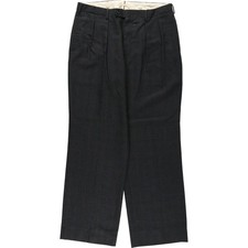 Used Check Pattern Two-Pleat Slacks Pants Men's W34 approx. 