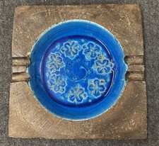 MCM Bitossi Rimini Blue 8.75" Cigarette  Cigar ASHTRAY Pottery Italy Aldo Londi