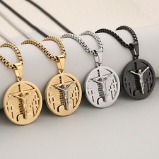 Our Father Bible Verse Crucifix Stainless Steel Pendant Christian Necklace Gift
