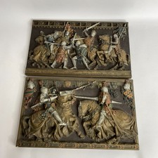 Vintage Marcus Designs Medieval Wall Plaque – Set of 2 – Handmade in England