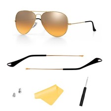 Replacement Temple Tips Arms for Aviator RB3025 3025 Sunglasses - Gold-Black