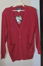 Vtg Rochelle California Red Cardigan Sweater Size XS Shoulder Pads Classic NWT