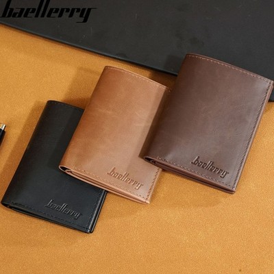 Mens Minimalist Wallet Slim Wallet Leather Front Pocket ID Window RFID Blocking