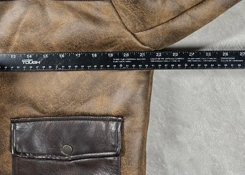 Levi’s Faux Shearling Rancher Aviator Jacket Mens Sz Small Brown Pockets Buckles image 3